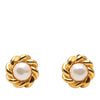 Chanel Gold Plated Faux Pearl Flower Clip On Earrings Secondhand