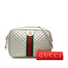 Gucci Small Quilted Metallic Calfskin Web Trapuntata Crossbody Secondhand