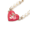 Chanel CC Gold Plated Resin Crystal Faux Pearl Chain Heart Bracelet Secondhand