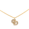 Dior Gold Plated Strass CD Logo Pendant Necklace Secondhand