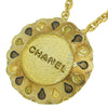 Chanel Gold Plated Logo Ribbon Pendant Necklace Secondhand