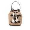 Celine Small Triomphe Raffia Drawstring Bucket Bag Secondhand