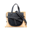 LOEWE Small Raffia and Leather Gate Top Handle Bag Secondhand