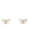 Chanel CC Gold Plated Faux Pearl and Rhinestone Heart Earrings Secondhand