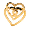 Secondhand Chanel CC Gold Plated Double Heart Brooch