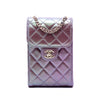 Chanel CC Quilted Iridescent Lambskin Phone Holder with Chain Secondhand