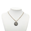 Chanel CC Gold Plated Resin Strass Faux Pearl Camellia Round Pendant Necklace Secondhand