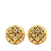 Chanel Gold Plated CC Quilted Clip On Earrings Secondhand