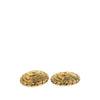 Chanel CC Gold Plated Sunburst Round Clip On Earrings Secondhand