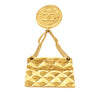 Chanel CC Gold Plated Quilted Flap Bag Brooch Secondhand