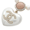 Chanel CC Faux Pearl and Rhinestone Heart Pendant Necklace Secondhand