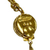 Chanel CC Gold Plated Textured Logo Round Pendant Necklace Secondhand