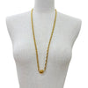 Chanel CC Gold Plated Textured Logo Round Pendant Necklace Secondhand