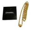 Chanel CC Gold Plated Textured Logo Round Pendant Necklace Secondhand