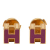 Hermès Gold Plated Enamel Cage dH Cube Push Back Earrings Secondhand