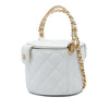 Chanel CC Quilted Lambskin Top Handle Round Vanity Case with Chain Secondhand