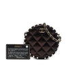 Chanel CC Quilted Metallic Lambskin Pearl Studded Round Clutch with Chain Secondhand