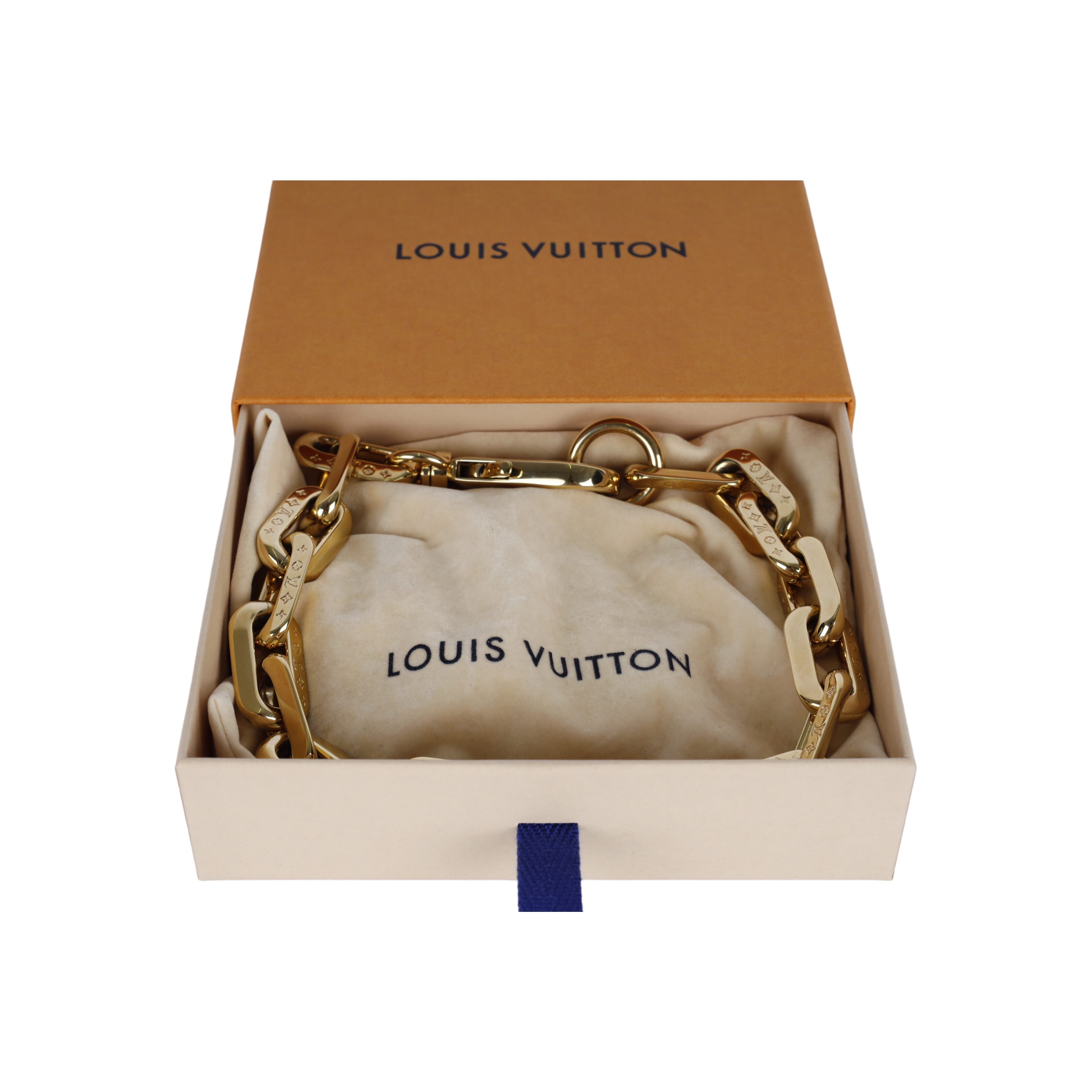 Louis Vuitton LV Edge Silver-Tone Necklace GM W/Box Auction