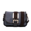 Fendi Zucca Trimmed Denim Buckle Flap Bag Secondhand