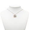 Chanel Silver Plated CC Rhinestones Pendant Necklace Secondhand