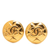Secondhand Chanel CC Gold Plated Quilted Round Clip On Earrings