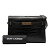 Saint Laurent Medium Shiny Croc Embossed Manhattan Shoulder Bag Secondhand