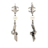 Secondhand Chanel CC Brass Plated Faux Pearl Ribbon Knot Dangle Earrings