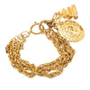 Chanel CC Gold Plated Triple Chain Logo Charm Bracelet Secondhand