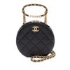 Chanel Quilted Lambskin Oval Logo Chain Top Handle Round Clutch on Chain Secondhand