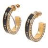 Dior Gold Plated Enamel Dior Night Code Hoop Push Back Earrings Secondhand