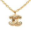 Chanel CC Gold Plated Quilted Pendant Necklace Secondhand