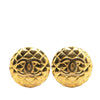 Chanel Gold Plated CC Quilted Clip On Earrings Secondhand