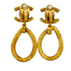 Chanel CC Gold Plated Loop Drop Clip On Earrings Secondhand