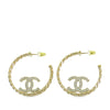 Chanel CC Gold Plated Crystal Chain Hoop Earrings Secondhand