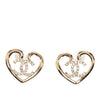 Chanel Gold Plated CC Rhinestone Heart Push Back Earrings Secondhand