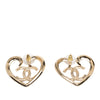 Chanel Gold Plated CC Rhinestone Heart Push Back Earrings Secondhand
