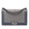 Chanel Old Medium Chevron Denim Boy Flap Secondhand