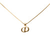 Dior Gold Plated Strass CD Logo Pendant Necklace Secondhand
