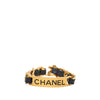 Chanel Gold Plated and Calfskin Logo Plate Chain Bracelet Secondhand