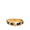 Chanel Gold Plated and Calfskin Logo Plate Chain Bracelet Secondhand