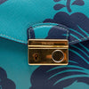Prada Saffiano Hibiscus Print Sound Lock Clutch Secondhand