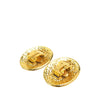 Chanel CC Gold Plated Oval Clip On Earrings Secondhand