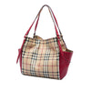 Burberry Small Leather Trimmed Haymarket Check Coated Canvas Canterbury Tote Secondhand