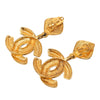 Chanel CC Gold Plated Quilted Drop Clip On Earrings Secondhand
