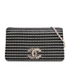 Chanel CC Bicolor Woven Lambskin Crystal Pearl Flap Secondhand