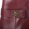 Secondhand Tory Burch Dark Carmine Leather Turnlock Heeled Ankle Boots