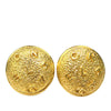 Chanel Gold Plated Logo Round Clip On Earrings Secondhand
