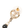 Chanel Gold Plated CC Faux Pearl Beads Drop Push Back Earrings Secondhand