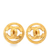 Secondhand Chanel CC Gold Plated Round Clip on Earrings