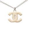 Secondhand Chanel Silver Plated Textured CC Pendant Necklace